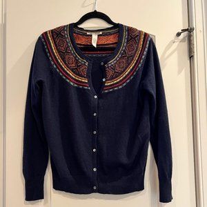 Women's Lucky Brand fair isle yolk cardigan size L